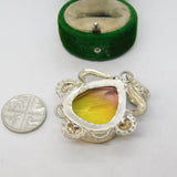 Sterling Silver Citrine Paste Drop Charm Pendant Vintage c1970