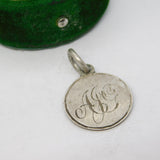 Victorian Sterling Silver Threepence 'AJG' Engraved Love Token Charm Antique