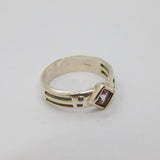 Sterling Silver Mackintosh Style Amethyst Dress Ring Modern 1998 Size P 1/2