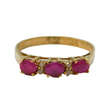 9ct Yellow Gold, Ruby & Diamond Set Dress Ring Vintage c1970s