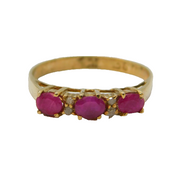9ct Yellow Gold, Ruby & Diamond Set Dress Ring Vintage c1970s