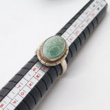Sterling Silver Malachite Signet Ring Vintage c1970 Size K 1/2 UK