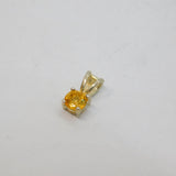 Sterling Silver Round Citrine Small Charm Pendant Vintage c1970s