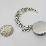 Sterling Silver Crescent Moon Large Charm Pendant Vintage c1970