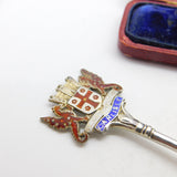 Sterling Silver & Enamel Carlisle Crest Terminal Spoon 1932 Birmingham Antique