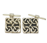 Sterling Silver Celtic Knot Pattern Gents Cufflinks Vintage c1970