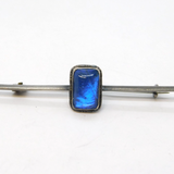 Sterling Silver & Morpho Butterfly Wing Bar Brooch Antique Art Deco c1920s