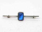 Sterling Silver & Morpho Butterfly Wing Bar Brooch Antique Art Deco c1920s