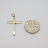 Sterling Silver Patterned Textured Cross Charm Pendant Vintage c1970