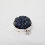 Sterling Silver Blue Hardstone Flower Charm Pendant Vintage c1970s
