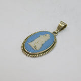 Sterling Silver Wedgwood Jasperware Cameo Oval Charm Pendant Vintage c1970s