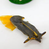 Victorian Natural Feather Parrot Novelty Brooch Pin Antuque c1900 Leather Back
