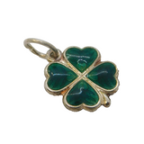 Sterling Silver Enamel Shamrock Charm Pendant Vintage c1970s