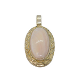 Sterling Silver Natural Shell Oblong Charm Pendant Vintage c1970s