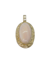 Sterling Silver Natural Shell Oblong Charm Pendant Vintage c1970s