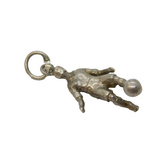 Sterling Silver Football Player Charm Pendant Vintage c1970s