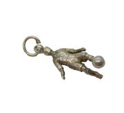 Sterling Silver Football Player Charm Pendant Vintage c1970s