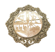 Italian .800 Silver & Rose Gold Fronted Classical Monument Brooch Vintage