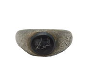 Roman Style Sterling Silver Carved Amber Intaglio Signet Ring Antique