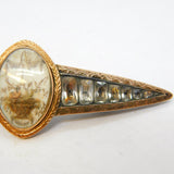 Georgian 9ct Gold, Silver & Black-Dot Paste Floral Urn Mourning Brooch Antique