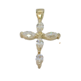 Sterling Silver 5 Marquise CZ Set Cross Pendant Vintage c1990