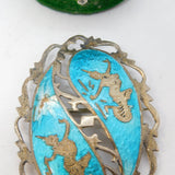 Siam Sterling Silver Blue Niello Enamel Dancing Goddess Brooch Antique c1940