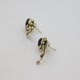 Pair of Sterling Silver Black Onyx Eastern Style Stud Earrings Vintage c1970