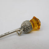 Art Deco Sterling Silver Citrine Thistle Button Hook Antique Birmingham