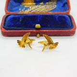 Pair of Sterling Silver Gilt Kingfisher Bird Stud Earrings Vintage c1980