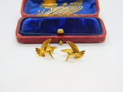 Pair of Sterling Silver Gilt Kingfisher Bird Stud Earrings Vintage c1980
