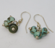 Sterling Silver & Murano Glass Beaded Hook Earrings Vintage c1980