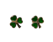 Pair of Sterling Silver SOLVAR Irish Enamel Shamrock Stud Earrings Modern c2020