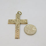 Sterling Silver Patterned Textured Cross Pendant Vintage c1970
