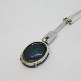 9ct White Gold & Doublet Opal Set Drop Pendant Necklace Vintage 1966 London