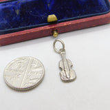 Sterling Silver Violin Musical Charm Pendant Vintage c1970