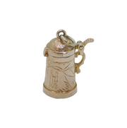 Sterling Silver Bavarian Style Scene Beer Stein Charm Pendant Vintage c1970s