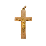 Edwardian 9ct Rose Gold Corpus Christi Cross Pendant Antique c1910s