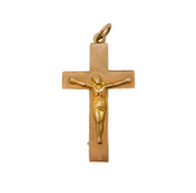 Edwardian 9ct Rose Gold Corpus Christi Cross Pendant Antique c1910s