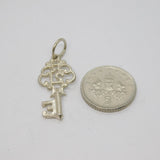Sterling Silver '21' Birthday Key Charm Pendant Vintage c1970