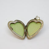Sterling Silver Patterned Front Heart Locket Charm Pendant Vintage c1970