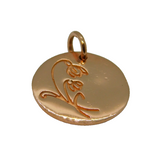 Rose-Gold On Sterling Silver Etched Flower Pattern Charm Pendant Vintage c2000