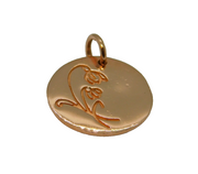 Rose-Gold On Sterling Silver Etched Flower Pattern Charm Pendant Vintage c2000