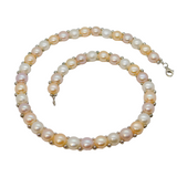 Sterling Silver Multi-Colour Pastel Button Pearl Collar Necklace Modern c1990