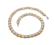 Sterling Silver Multi-Colour Pastel Button Pearl Collar Necklace Modern c1990