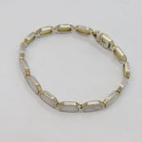 Sterling Silver Mother Of Pearl Panel Form Bracelet Vintage c1990's