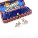 Pair of Sterling Silver Heart Cut Diamond Paste Stud Earrings Vintage c1970