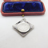 Sterling Silver Queen Victoria Threepence Charm Pendant Antique 1890 Victorian