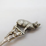 Edwardian Sterling Silver Novelty Cat Form Teaspoon Antique 1906 Birmingham