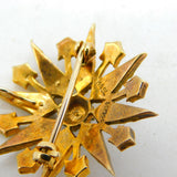 9ct Yellow Gold & Seed Pearl Set Starburst Brooch Vintage 1965 London