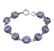 Sterling Silver Carved Purple Glass Set Panel Bracelet Vintage c1970 19cm Length